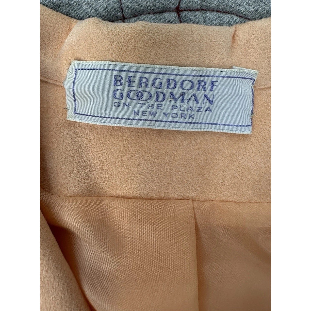 Vtg 70s/80s Bergdorf Goodman Abe Schrader Peach Faux Suede Blazer Womens 18 Usa — image 5 of 8